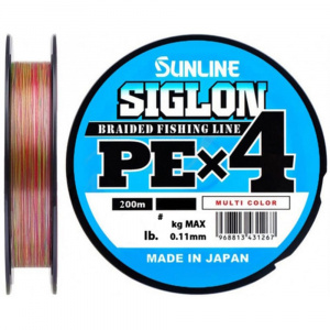 Шнур плетеный Sunline SIGLON PE×4 200м. Multicolor 5C #0.6 / 10LB 4.5кг.