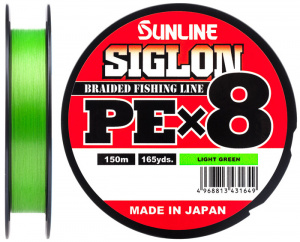 Шнур плетеный Sunline SIGLON PE×8 150м. Light Green #0.3 / 5LB 2.1кг.