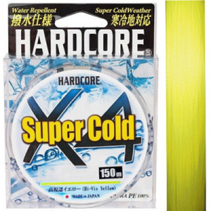 Шнур плетеный Duel Hardcore Super Cold X4 150м. Hi-Vis Yellow #1.0 (0.17мм.) 8.0кг.